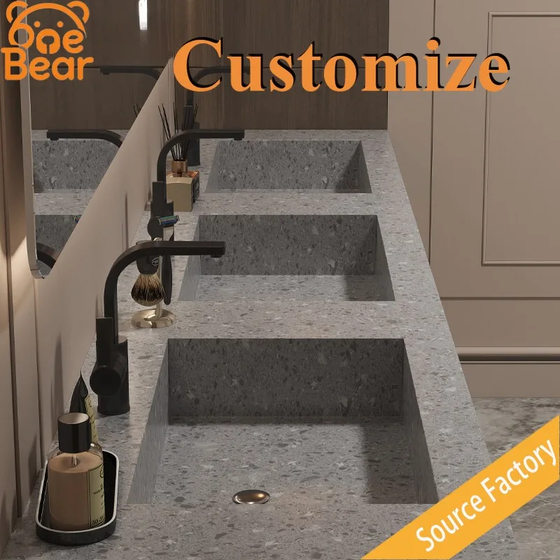 Rectangle Carrara Marble Countertop Sink Undermount Stone Wash Basin Luxury Natural Marble Bathroom Sink for Vanity Cabinet