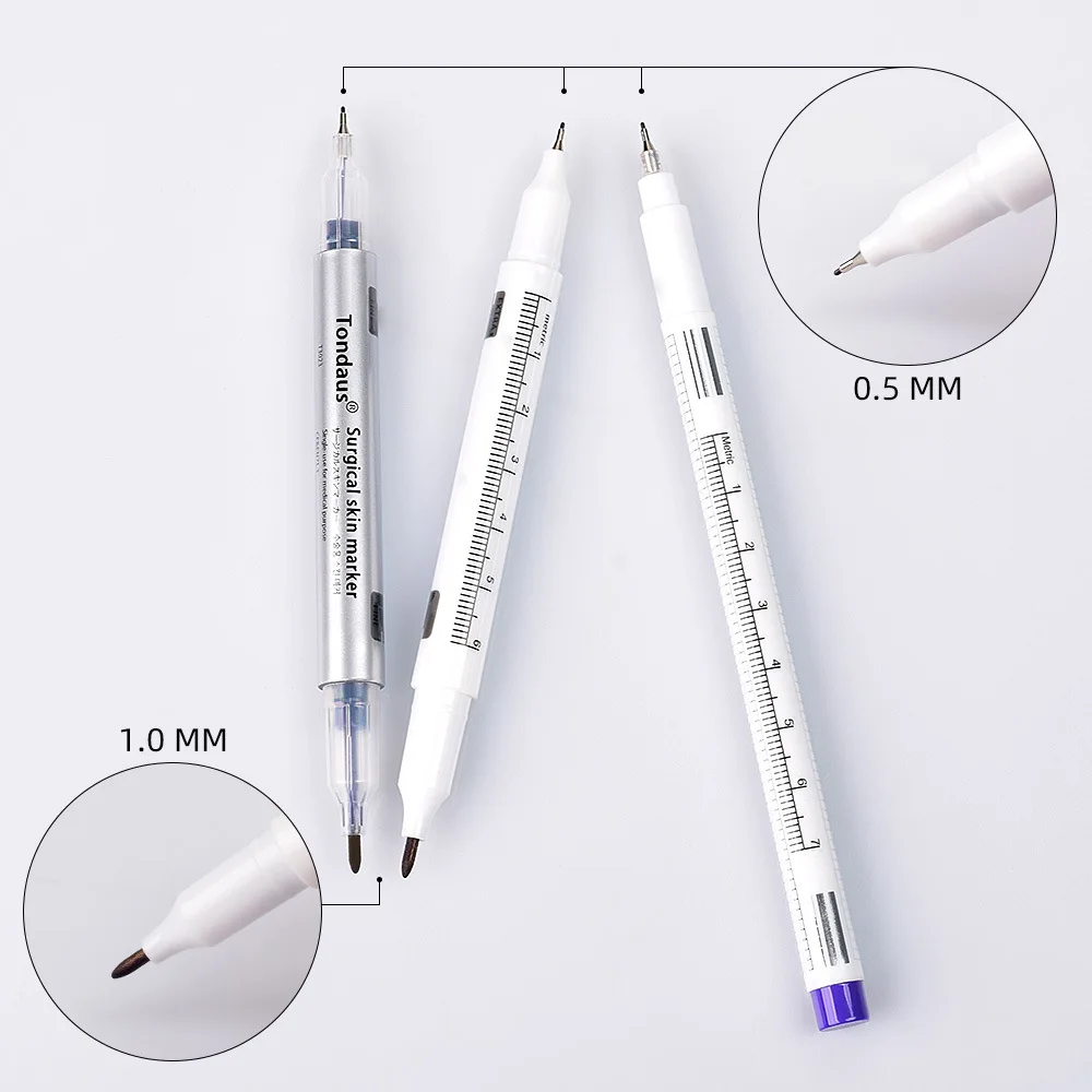 10Pcs Surgical Skin Tattoo Marker Pen White/Purple Waterproof Microblading Eyebrow Marker Pen With Measuring Ruler Accessories