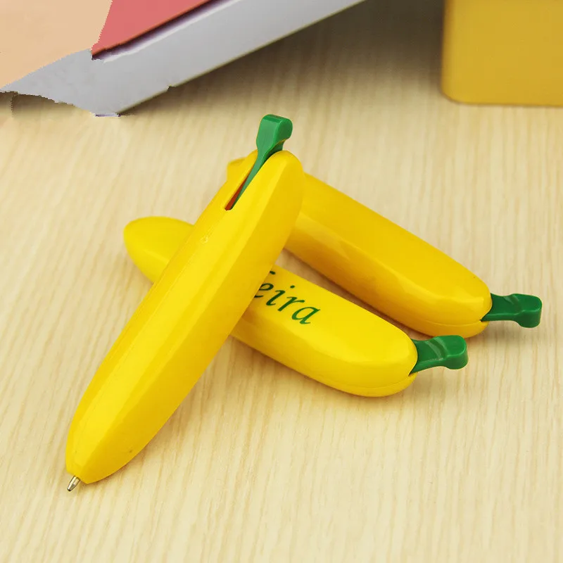 2 Stuks Creatieve Simulatie Banaan Modellering Balpen Cartoon Schattige Fruit Bananenpen Tekening Speelgoed Spoof Briefpapier Geschenken