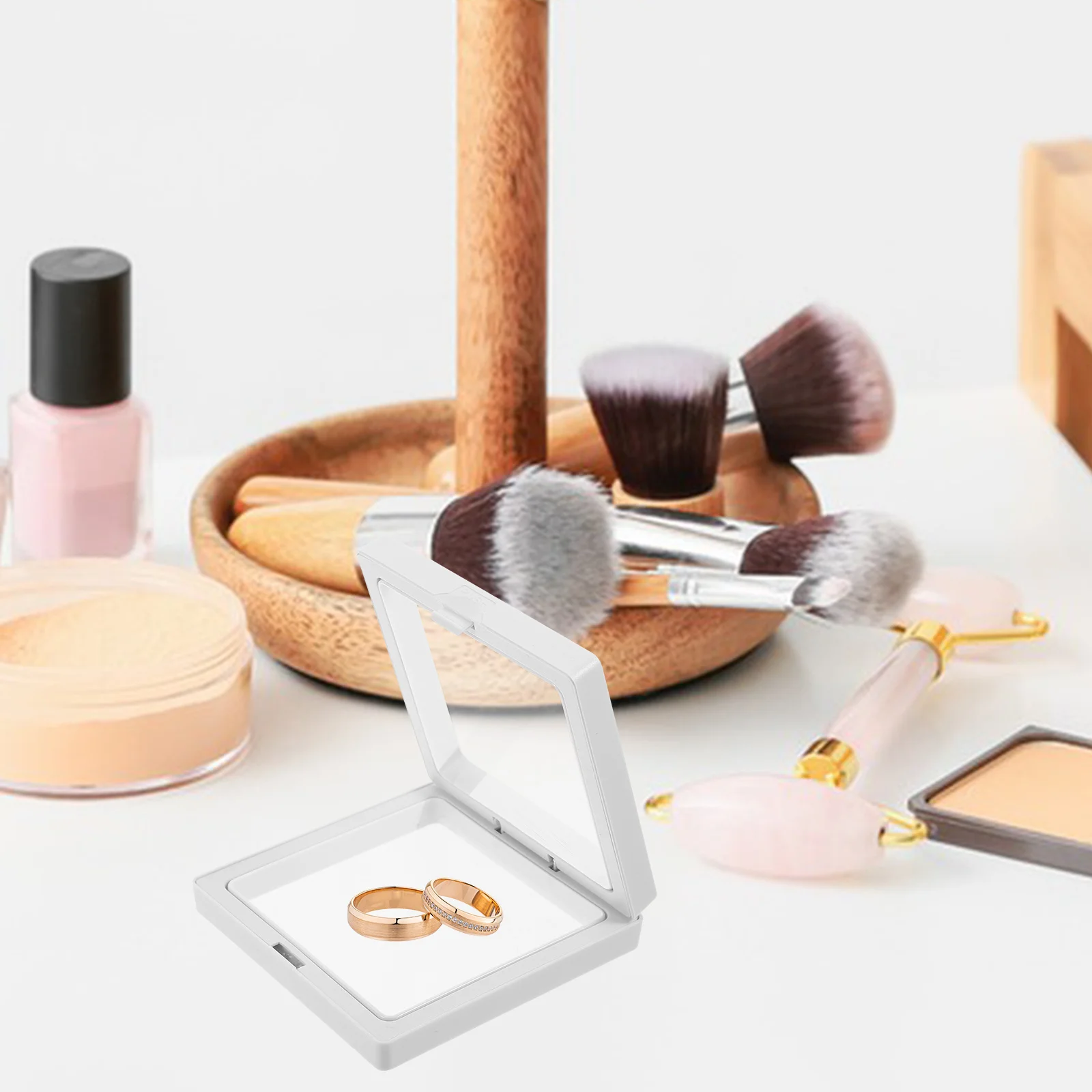 

12 Sets Transparent Cases 3D Jewelry Coin Frames Protective Desktop Display Stand Floating Jewelry Frame