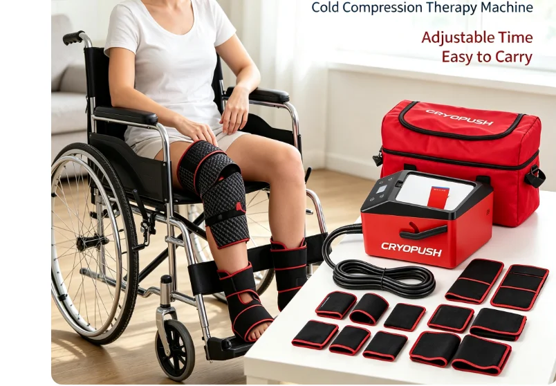 Knee Pulse Cold Compression Recovery Machine CRYOPUSH,Portable Ice Cryo Therapy System for Home Clinical Knee Treatment