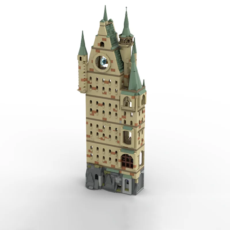 235PCS MOC Magic Movie Hp Modular Blue Common Room Astronomy Tower Edition Model DIY Assembly Building Blocks Decor Display Gift