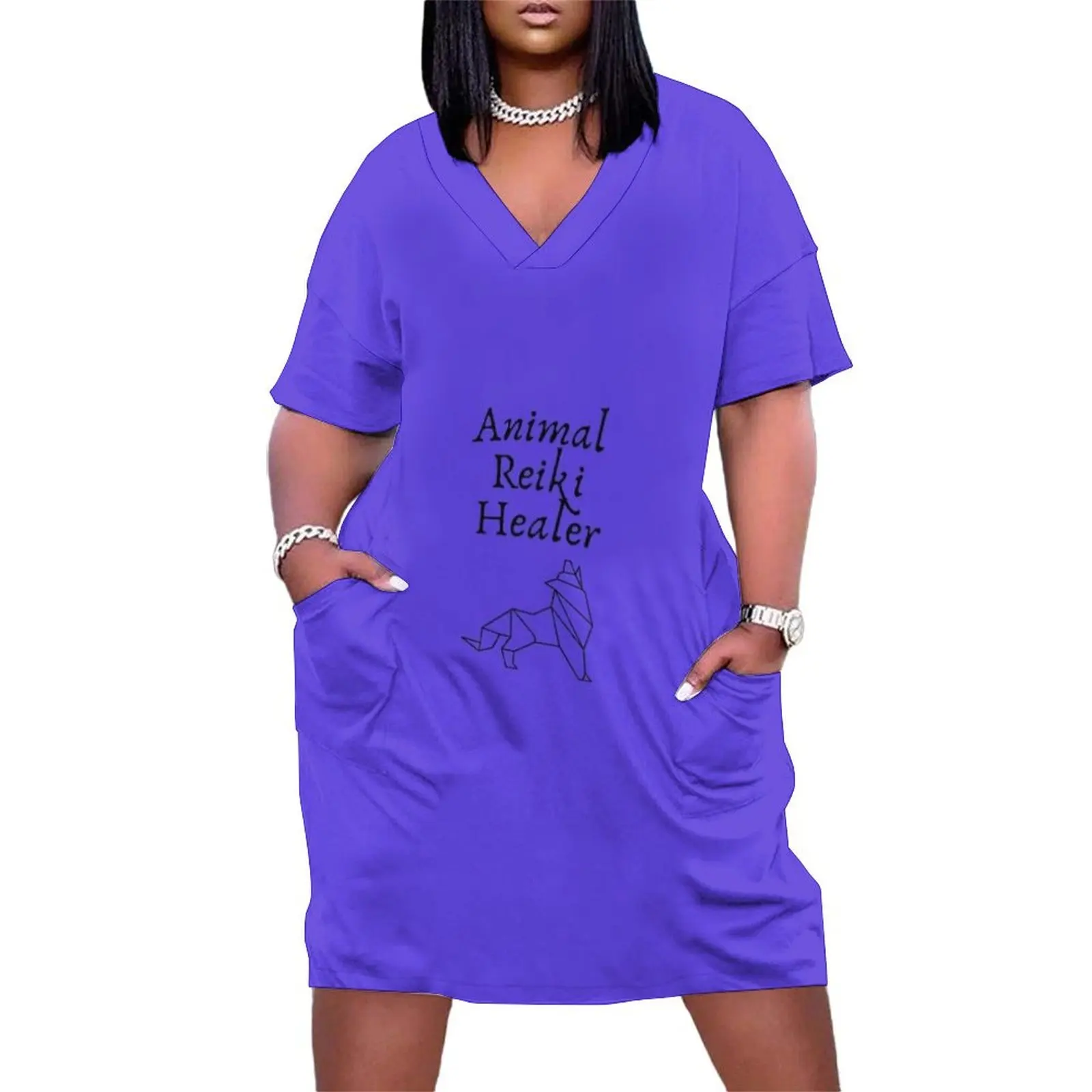 Animal Reiki Healer Loose Pocket Dress Aesthetic clothing Women's summer suit