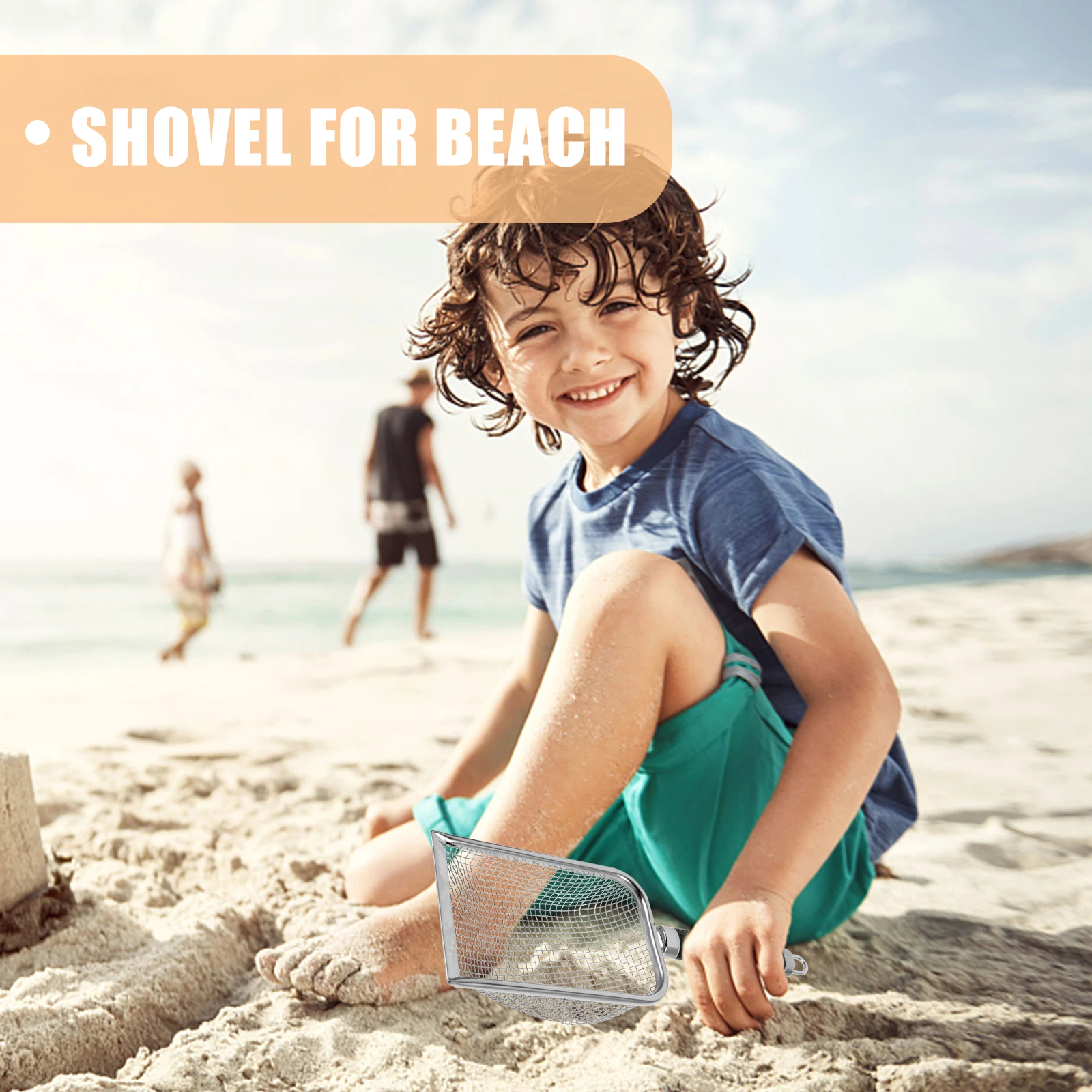 Pala in acciaio inossidabile con foro in rete da 3 8 mm per giochi con la sabbia Scavo portatile Pala da spiaggia portatile Giocattolo Pale per bambini grandi