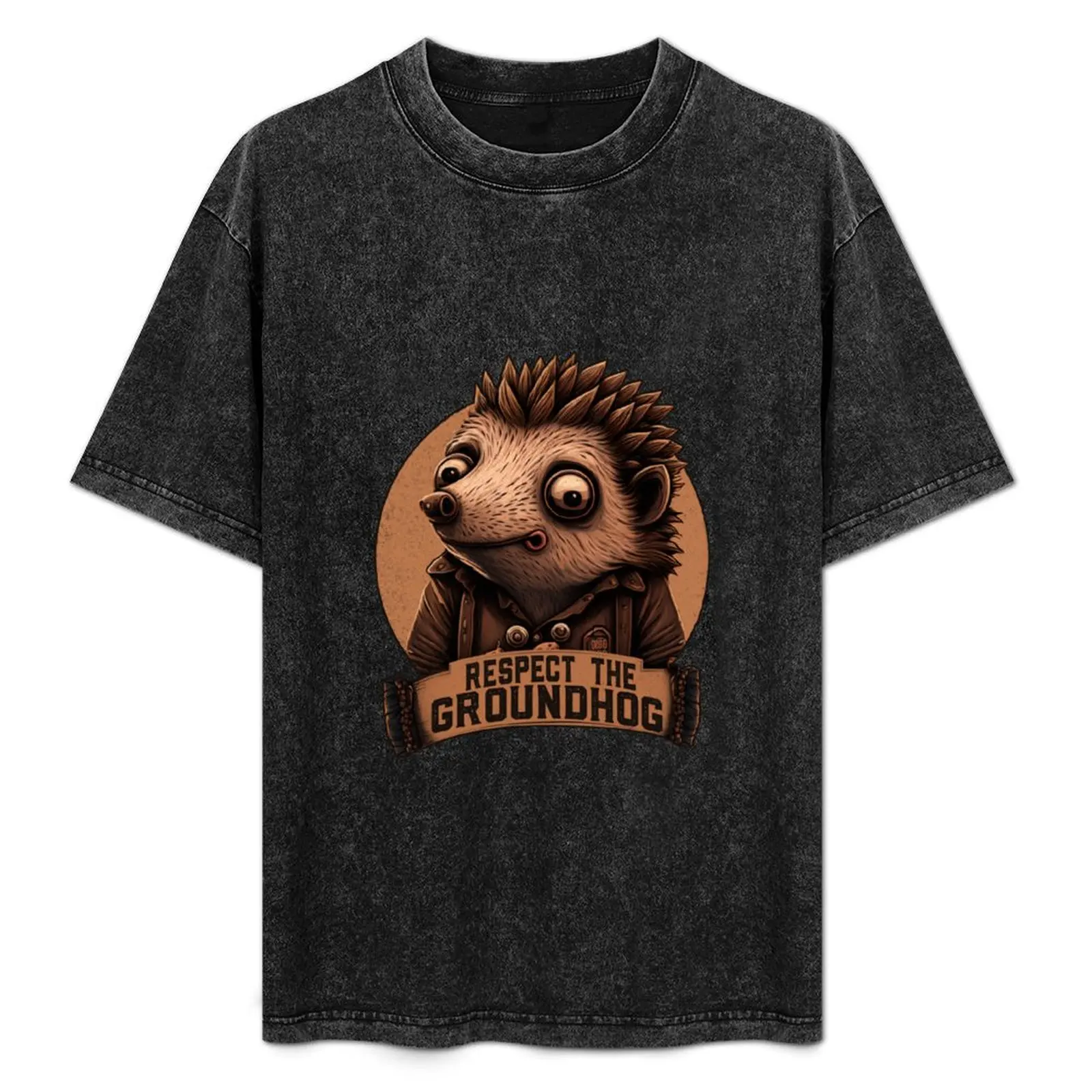 

Respect The Groundhog for Groundhog lovers Groundhog day Celebration T-Shirt Casual Street Style Short Sleeve Tee