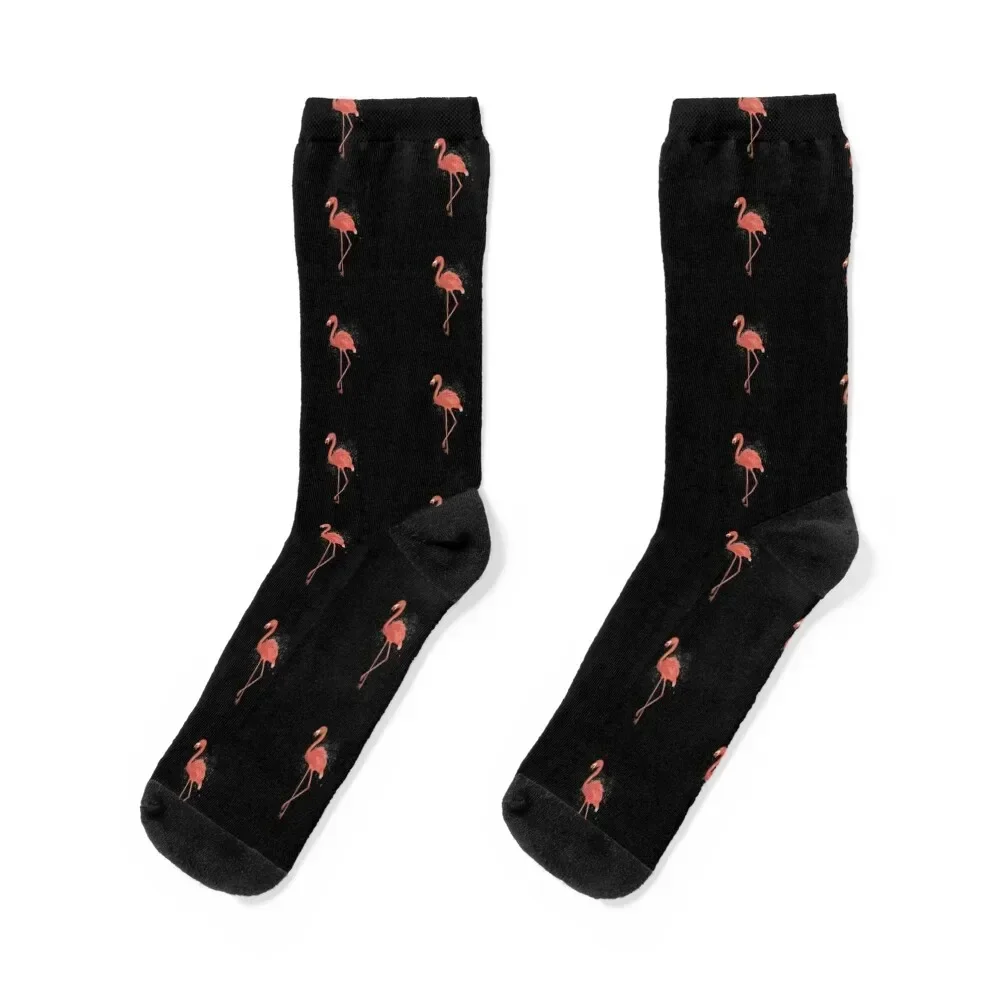 Calcetines negros con flamenco rosa, novedad en calcetines MODA para hombre y mujer