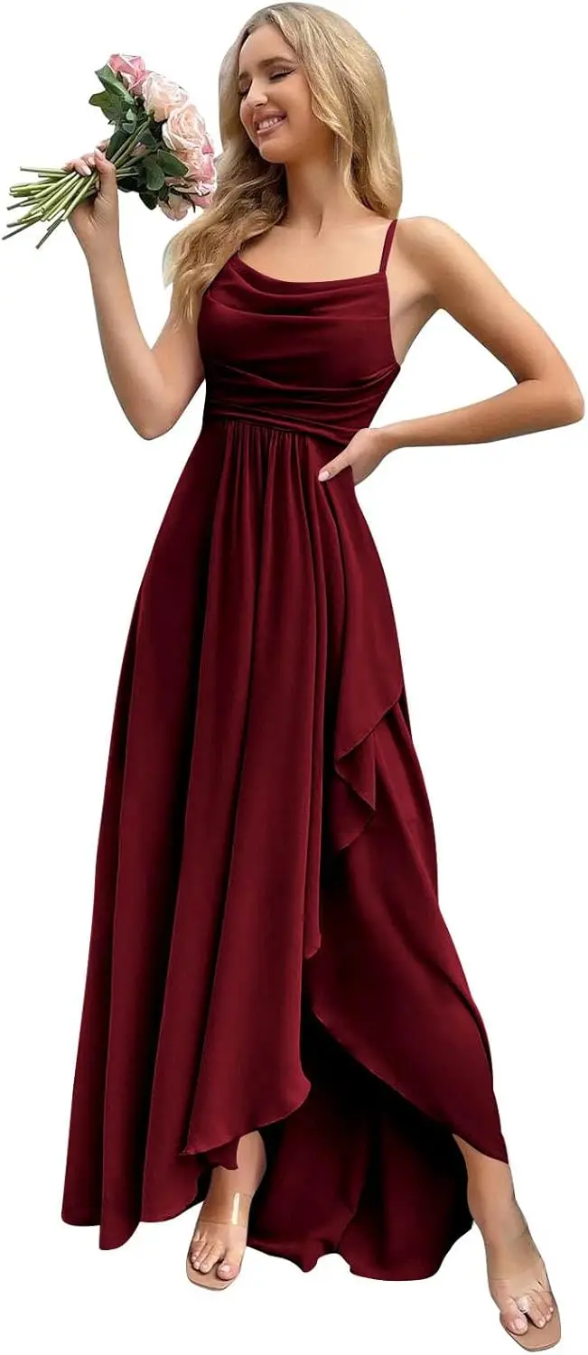 

Women's Gentle Slim Suspender Long Bridesmaid Dress， Slit Ball Dress, Suitable for Formal Wedding Banquet Dress, Women's Elegant