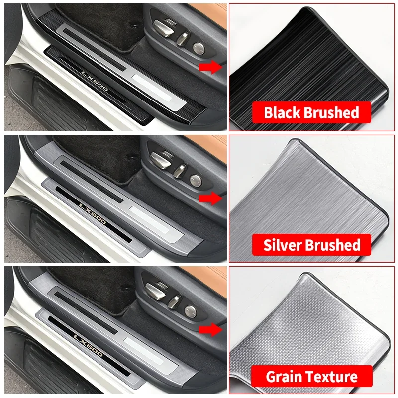For Lexus LX600 LX700 2022-2026 Stainless Steel Door Sill Plate Scuff Protector Welcome Pedal Trim Exterior Accessories Upgrade