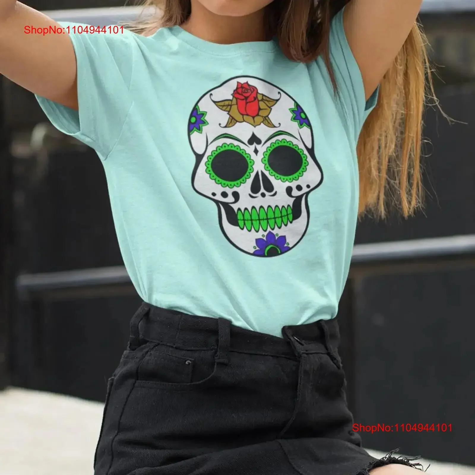 

Уникальная мексиканская сахарная черепа Calavera, мягкая футболка с черепами Día de Los Muertos, день мертвых, винтажная стираная футболка на Хэллоуин