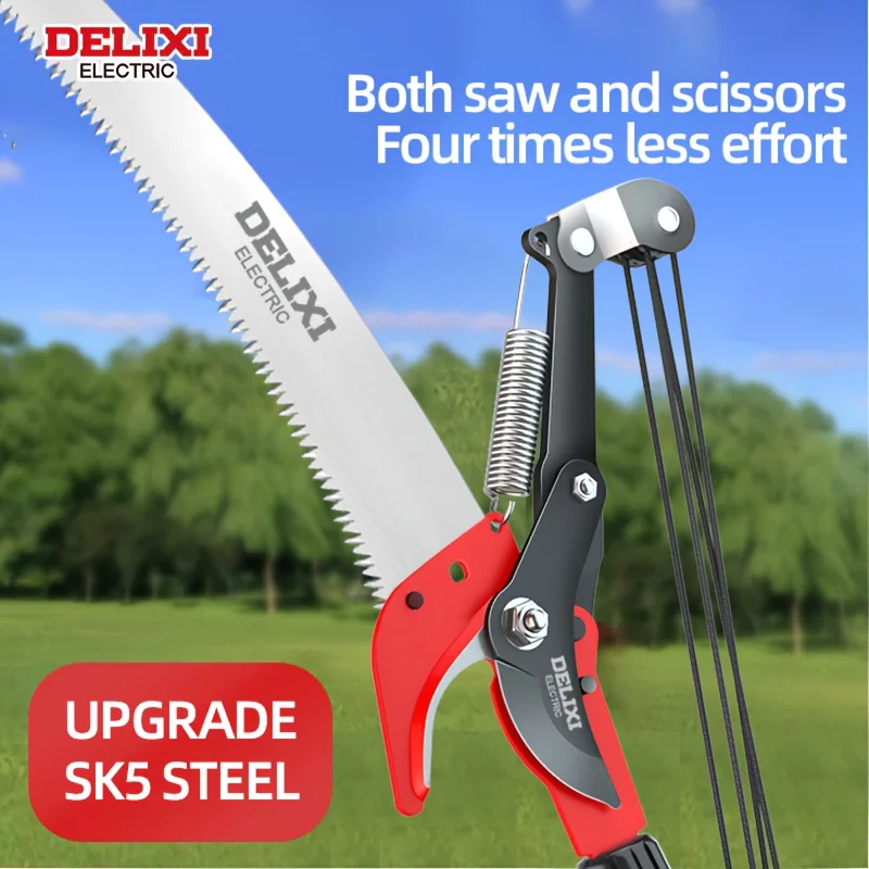 

DELIXI ELECTRIC Двухколесная шестерня Высотная обрезка ветвей деревьев Высотная пила Телескопическая пила для резки ветвей
