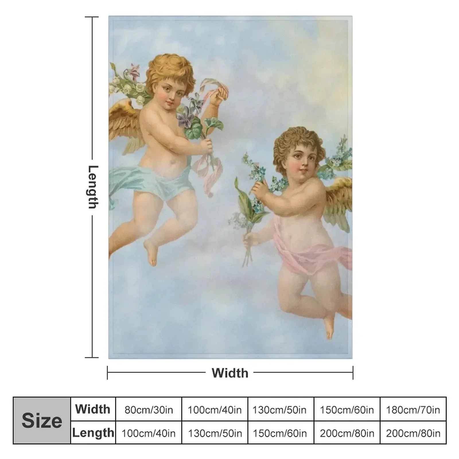 Cupid Angels in Heaven (Aesthetic Renaissance Art) Throw Blanket Retros Luxury Designer Blankets