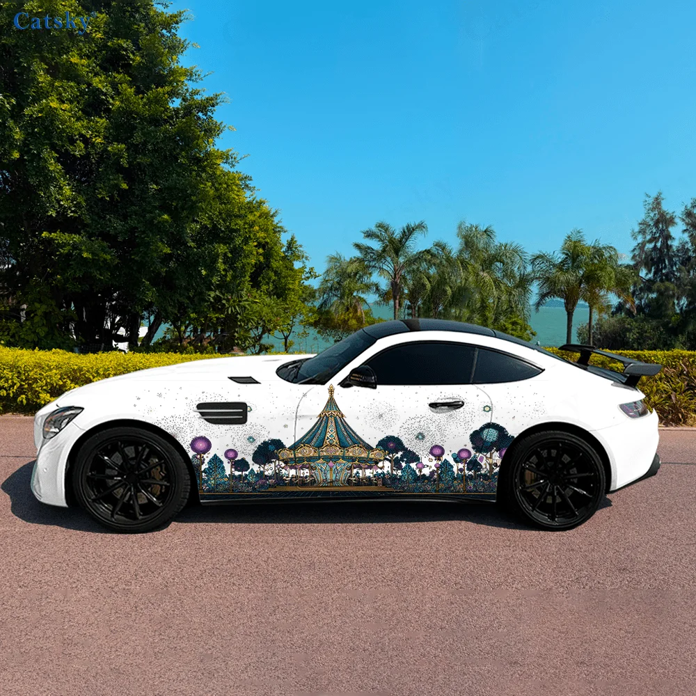 

Карусель, звездное небо, автомобильные виниловые наклейки, самоклеящаяся наклейка из ПВХ, подходит для грузовиков, внедорожников, украшения, автоаксессуары, подарок