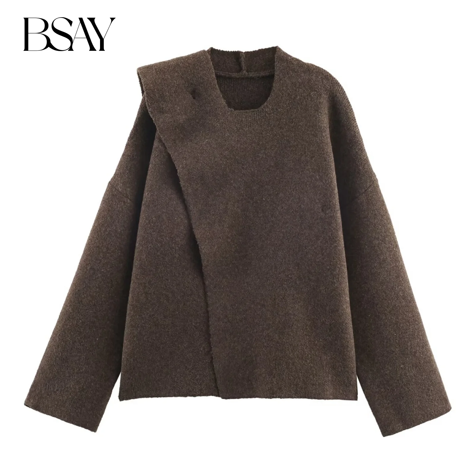 

BSAY Scarves Knitted Sweater for Women Fashion Autumn Winter New Solid Color Long Sleeves Tops Chic Female Knit Sweaters Mujer