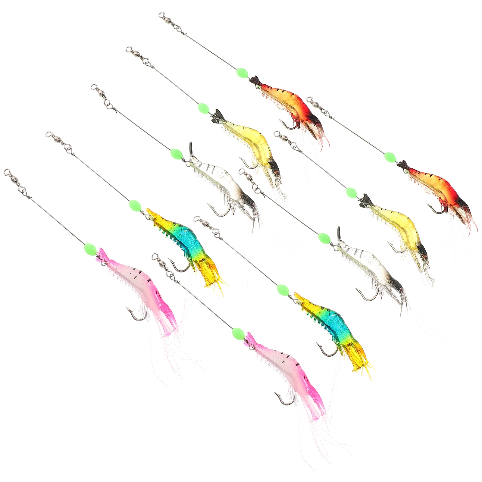 

10pcs Night Shrimp Lure Set Soft Bait Fishing Tackle Realistic Abs Saltwater Lures Durable Saltwater Worm Hooks Bass