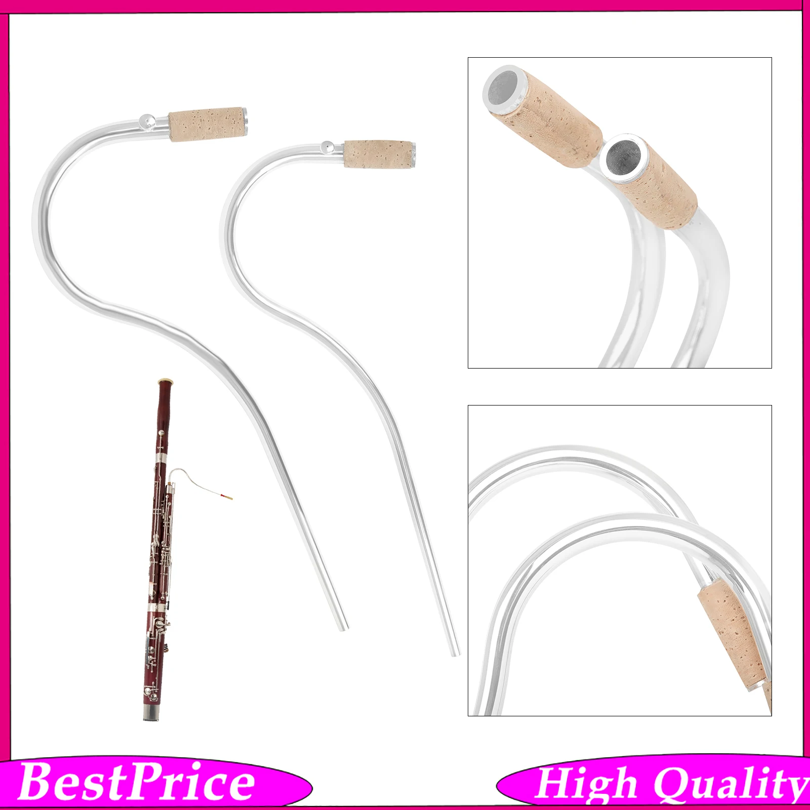 Bassoon Curved Blow Tube Silver Plated Curved Neck Arc Blowpipe Professional Replacement Accessories for Bassoon Performance
