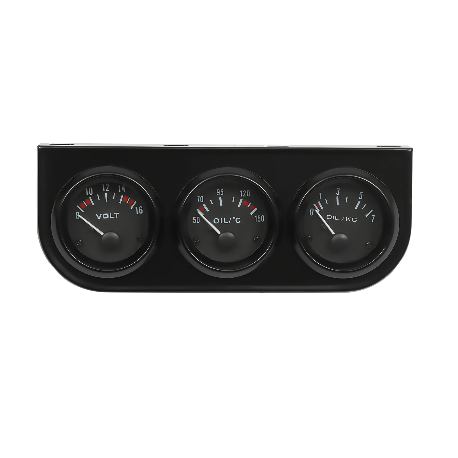 3-in-1 Dreifach-Kit Voltmeter Wassertemperatur (Celsius) Öldruck Schwarz/Chrom-Fassung mit Temperatur- und Drucksensor 52mm – Detail 2