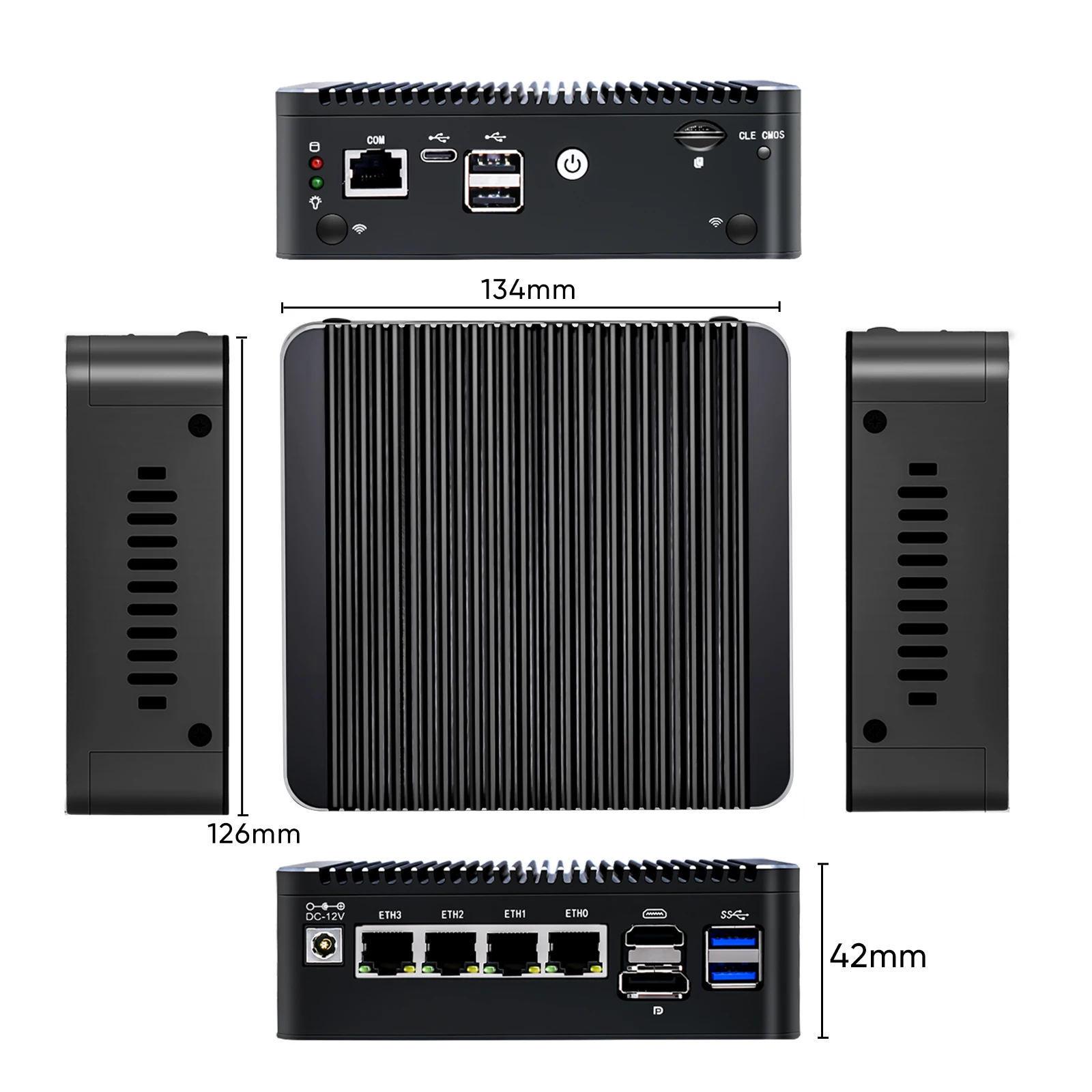 12th Gen Intel N100 2.5G Soft Router 4x i226-V LAN 1*COM RJ45 Fanless Mini PC Firewall Computer Type-C pfSense PVE ESXi