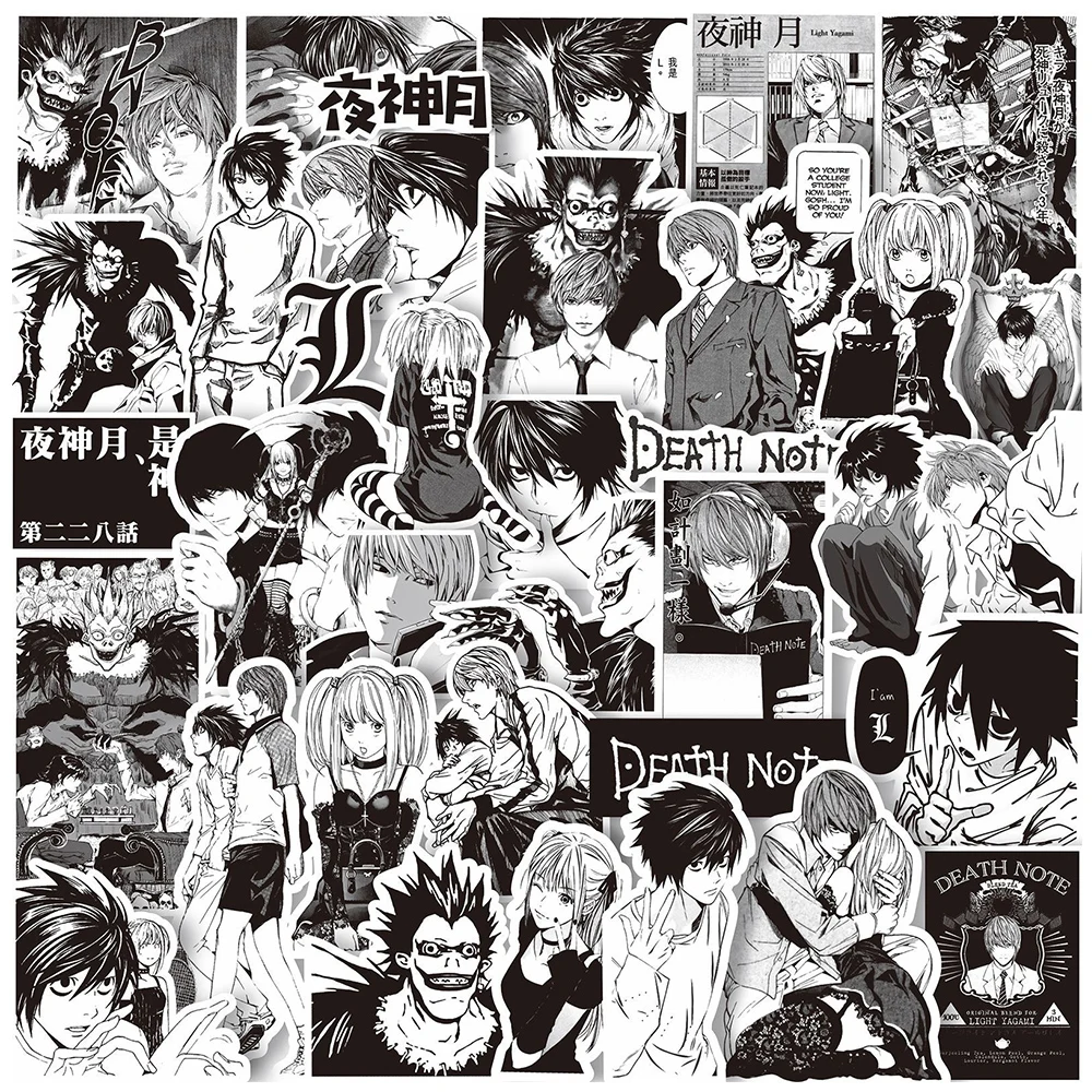 10/30/65Pcs Anime Zwart Wit Death Note Graffiti Stickers Laptop Motorfiets Telefoon Koffer Auto Cool Decoratie Sticker Kids Speelgoed