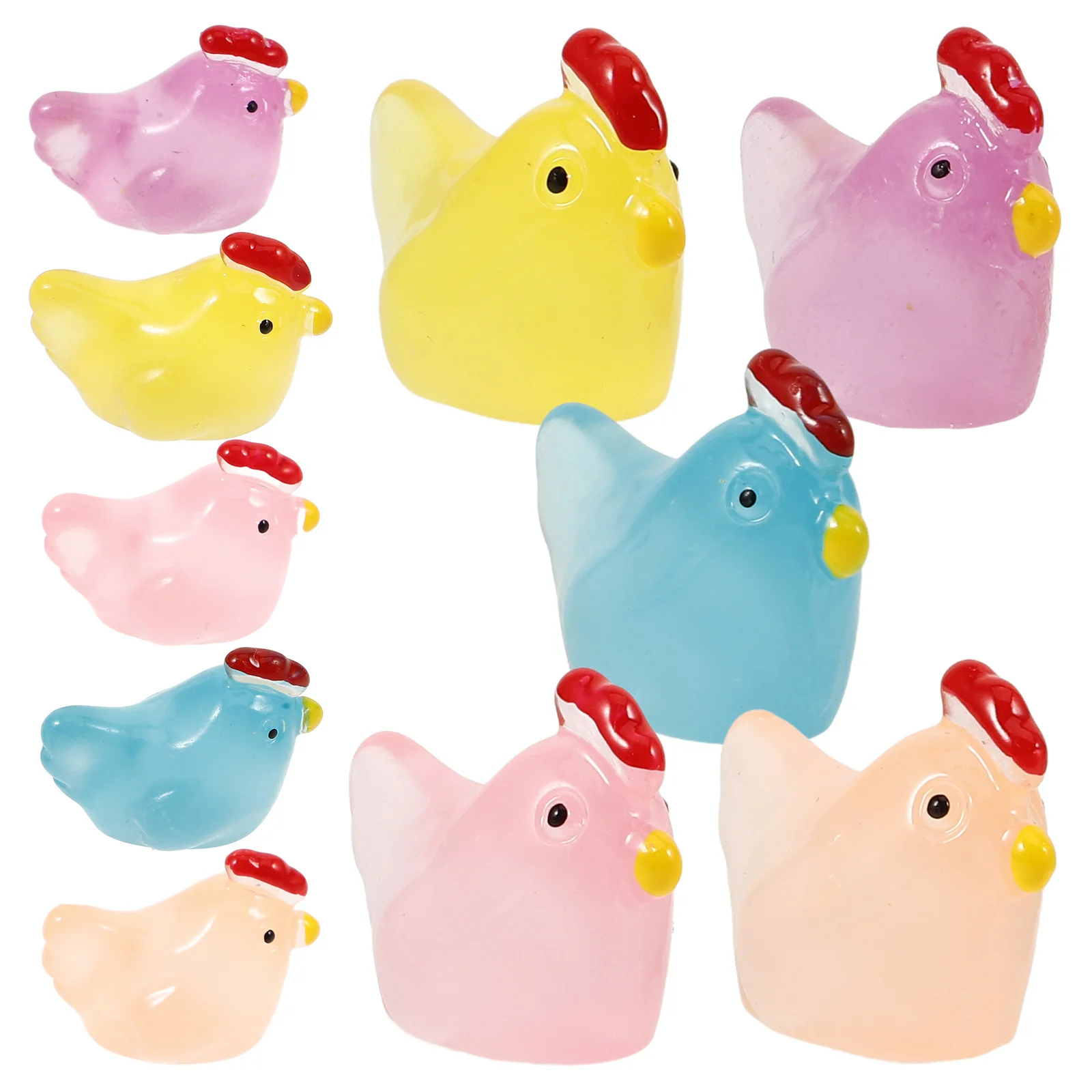 

20Pcs Adorable Mini Resin Chickens Tiny Animals Decorations for Playhouse Desk Miniature Scenes Luminous Chicken