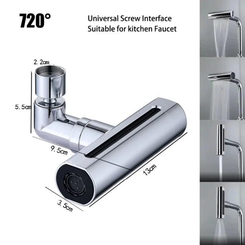 New 4 Modes Waterfall Kitchen Faucet Universal 720° Swivel Spout Sprayer Bathroom Basin Water Tap Extender Rainfall Sink Mixer