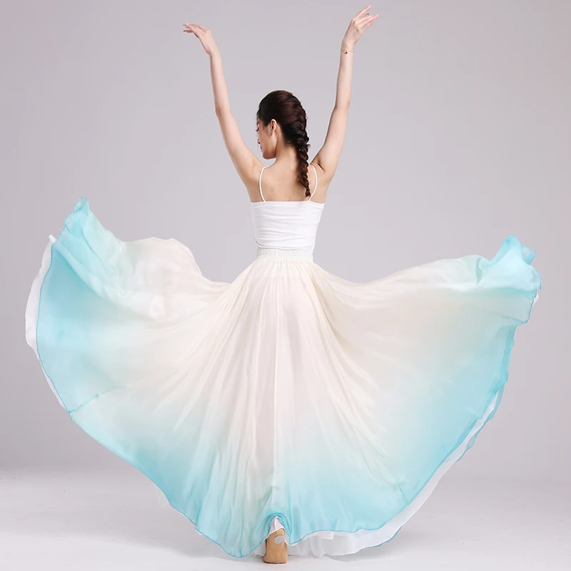 Chinese Classic Folk Big Skirt 720 Degree Xinjiang Dance Costume National Stage Performance Danceewar Fan Dancing Dress