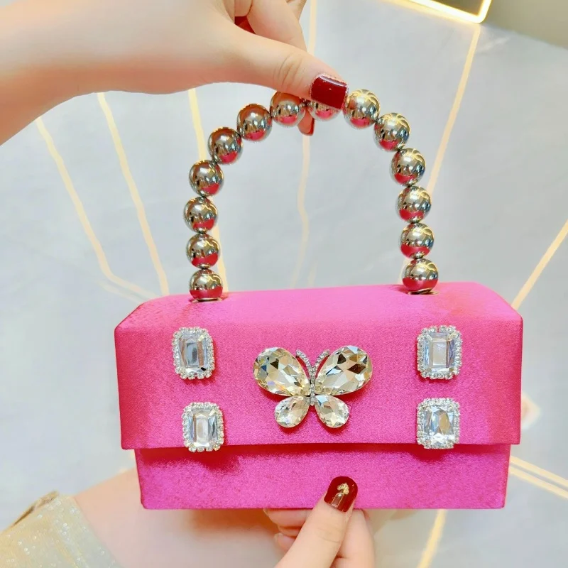 البذخ تألق مأدبة حقيبة صغيرة موضة فراشة البطانة حجر الراين حقيبة يد سيدة سلسلة حقيبة كتف حقيبة عشاء جديدة