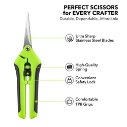 Ergonomic Spring-Action Scissors Craft Shears with Stainless Steel Blades Perfect for Cutting Intricate Details & Tight Patterns
