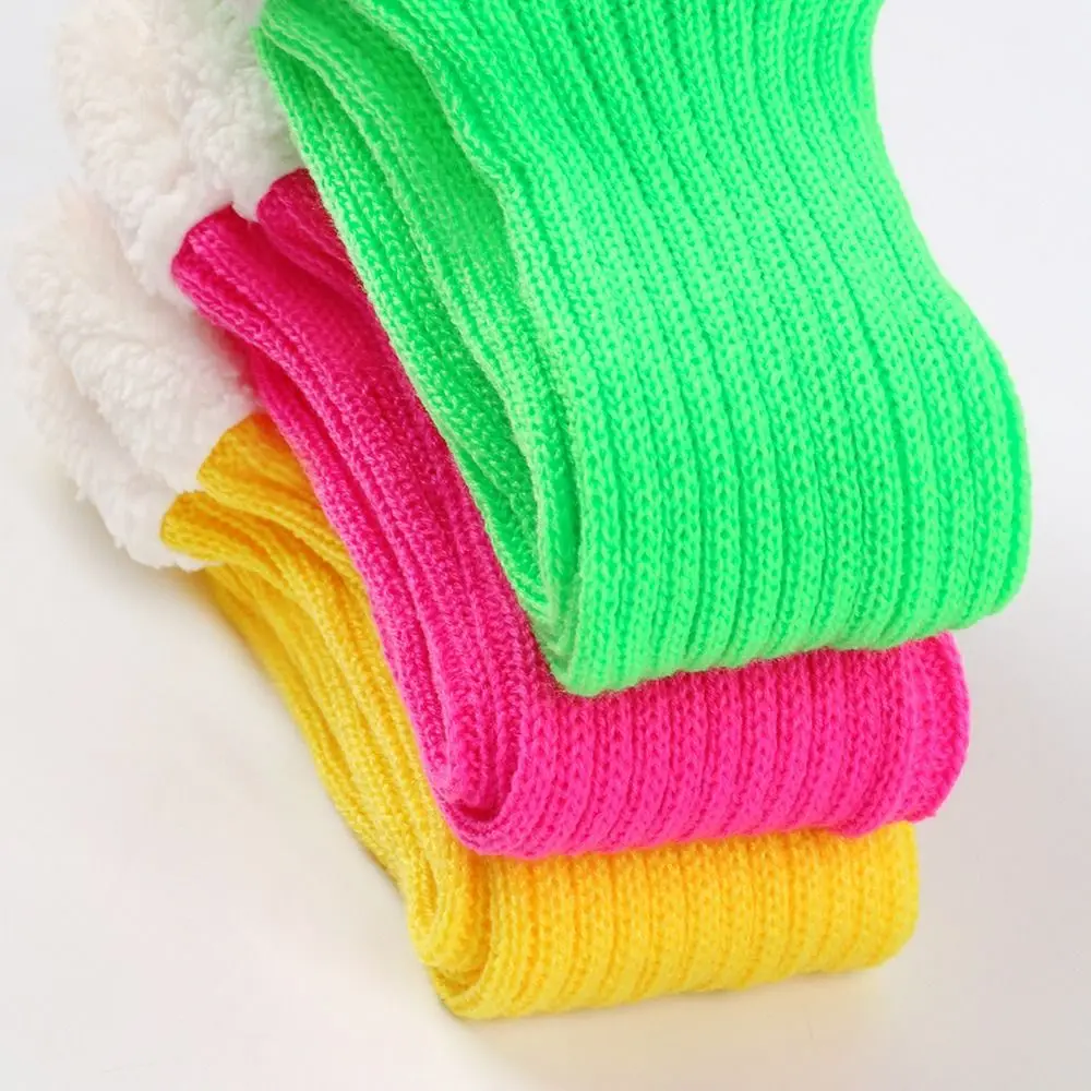 Plush Christmas Knitted Leg Cover Leg Warmer Candy Color Stacked Christmas Leg Sleeve Foot Cover Thickened Strap Leg Socks Girls