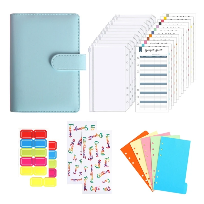 A6Rings Binder Money Budget Binder กระเป๋าสตางค์ประหยัดเงิน Budget Planner เงินสดซองสำหรับ Home & Holiday