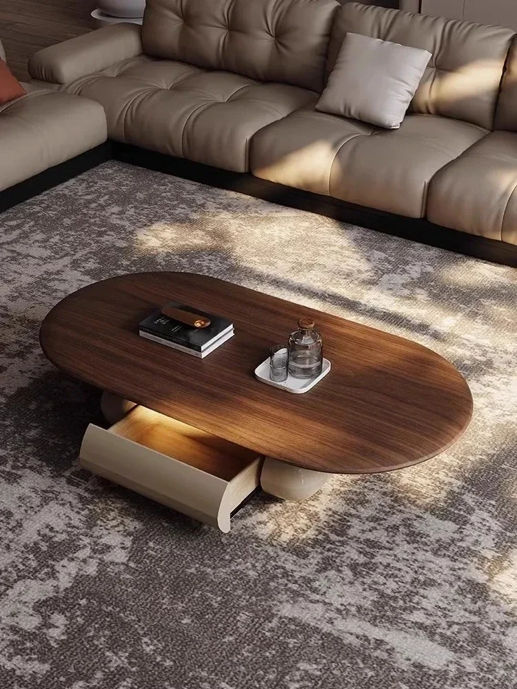 TTDesigner Walnut Solid Wood Coffee Table Modern Simple Living Room, Creative Style High-end Cream Style 2024 New Model