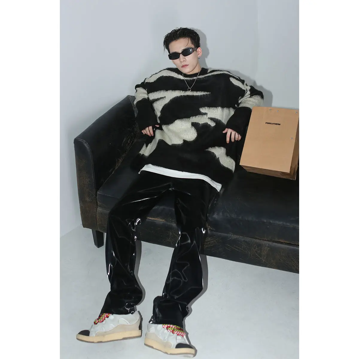 

2022 New Arrivals Male Hip Hop Street Wear Casual Sweater Korea Style Knitting Cotton Pullover Sweater Autumn Winter L75