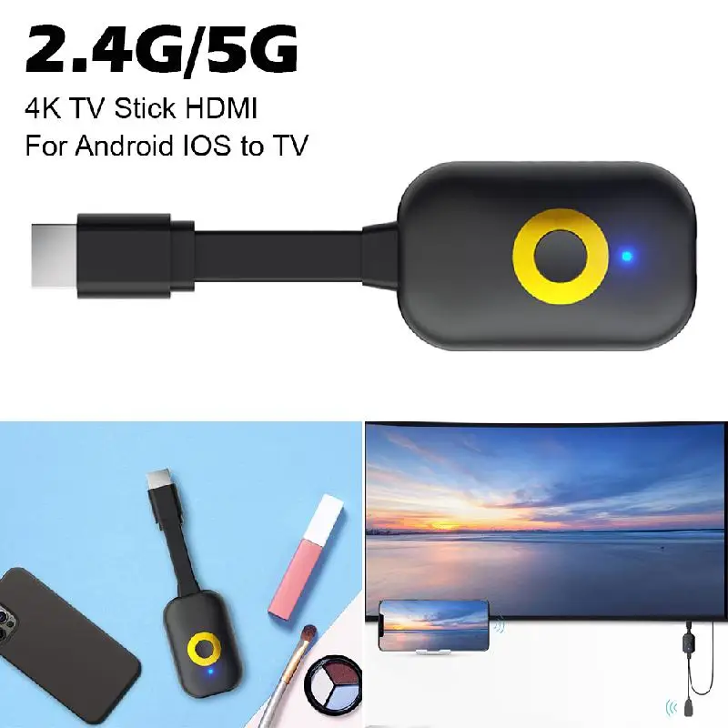 2.4G/5G Bezprzewodowy wyświetlacz WiFi Odbiornik klucza telewizyjnego Adapter HDMI Klucz sprzętowy 4K Mirascreen TV Stick Dla Androida IOS Do TV