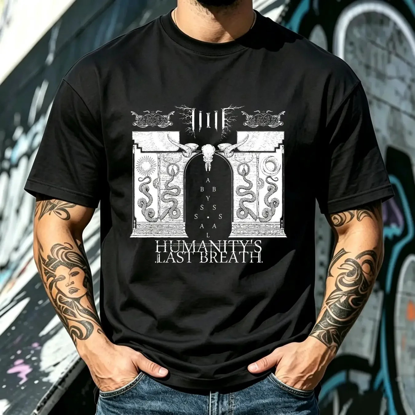 washed T Shirt Humanitys Last Breath Abyssal V3 cotton Men's all sizes S 5XL 18 colors band poster album cover vintage Washed