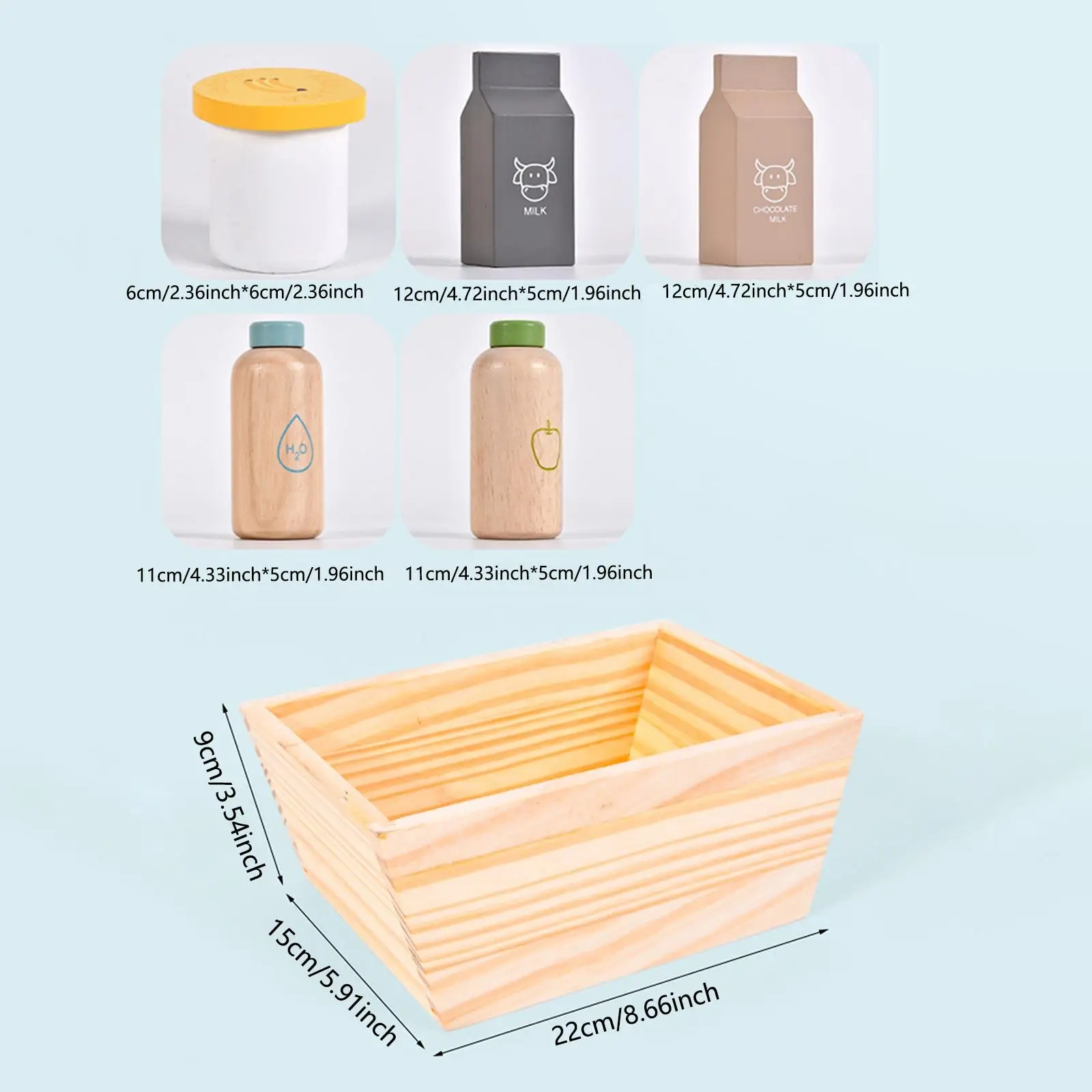 Juego de desayuno con caja de madera, juguete de actividad educativa diseñado para niños, cocina, condimento, botella de pimienta, juego para niños,