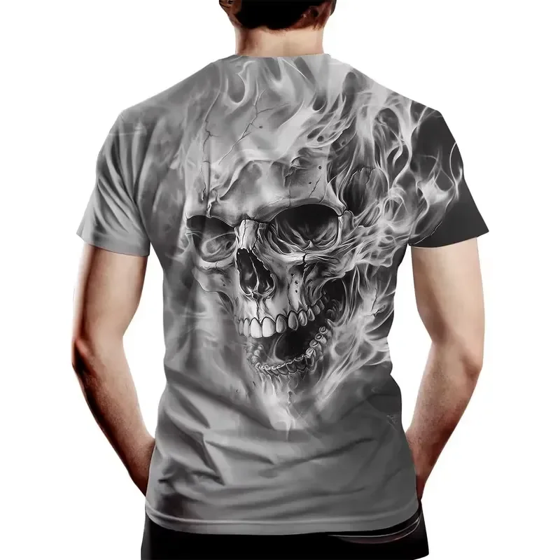 3D Digital Print Men's Novelty Skull T Shirt Vintage Graphic Tee Short Sleeve Casual Summer Top 2026 Fashion Streetwear Cool