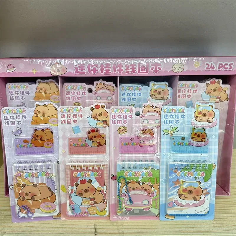 24 Pz/scatola Capibara Quotidiano Settimanale Mensile Planner Notebook Con Righello pendente Cartoon Agenda Quotidiana Spiral Planner Regalo di Cancelleria