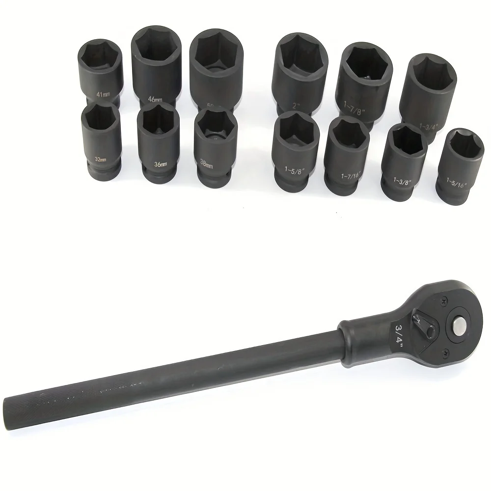 Ratchet Wrench, 3/4In Adjustable Heavy Duty Drive Ratchet Square Head Reversible Socket Wrench Mediu Lengthened Auto Repair Tool
