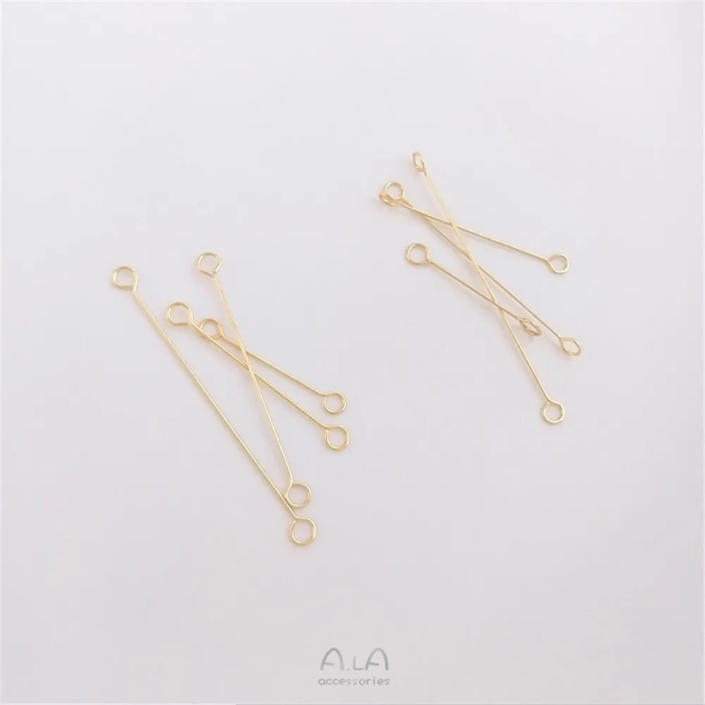 14K gold covered double head 9 word pin anello orizzontale estremamente fine anello verticale biella accessori per ornamenti