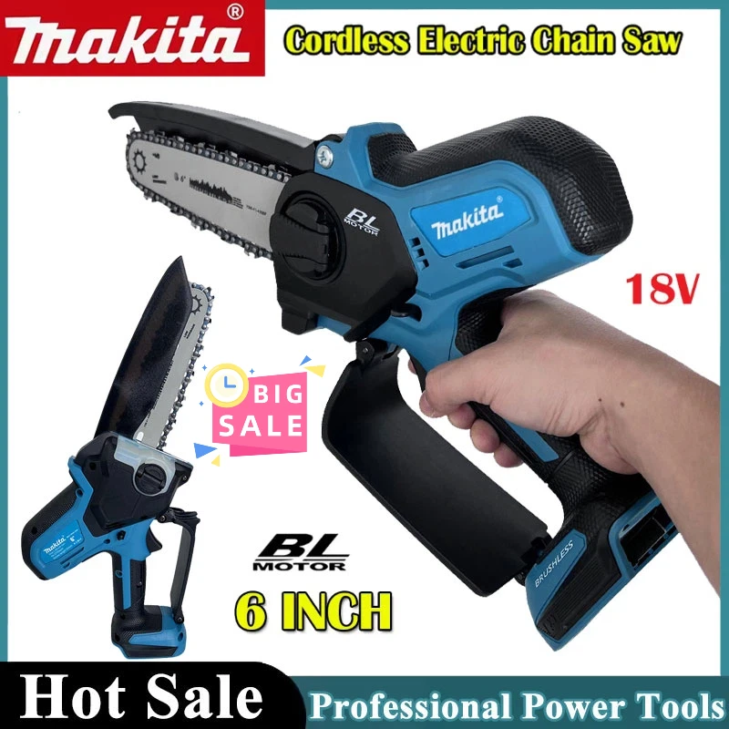 

Makita 18V Cordless Chainsaw for Woodworking with Small Handheld Electric 6-inch Logging Sawzall Mini Portable Chainsaw