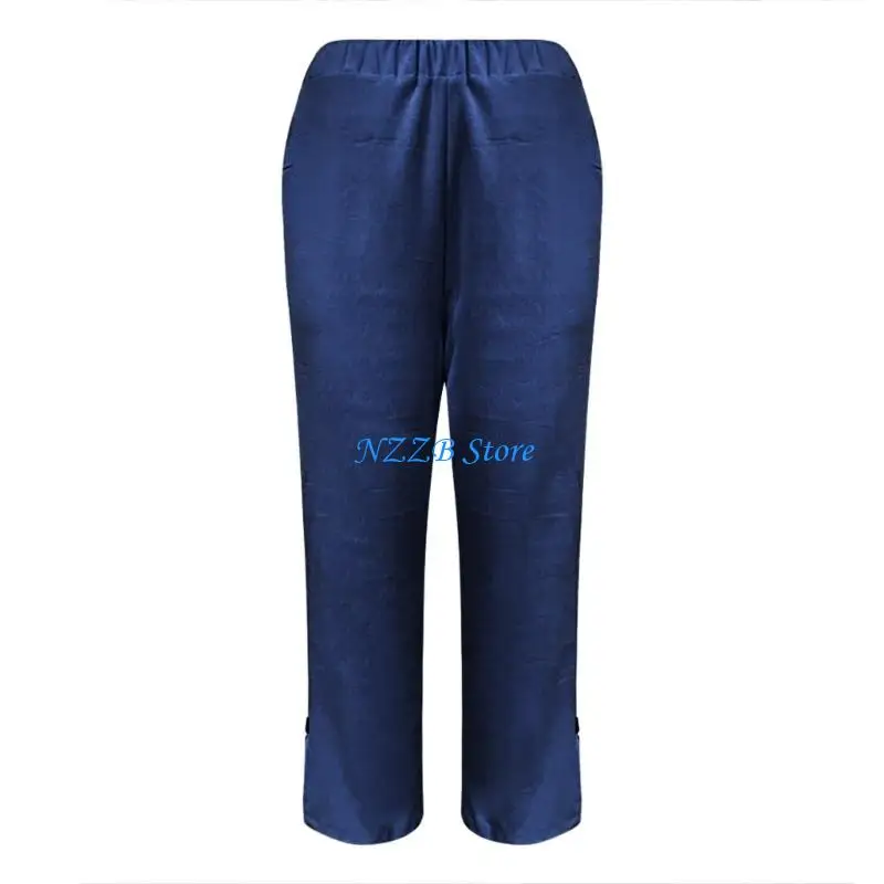 

T21F Women's Cropped Bottoms High Waist Stretch Straight Leg Daily Activity