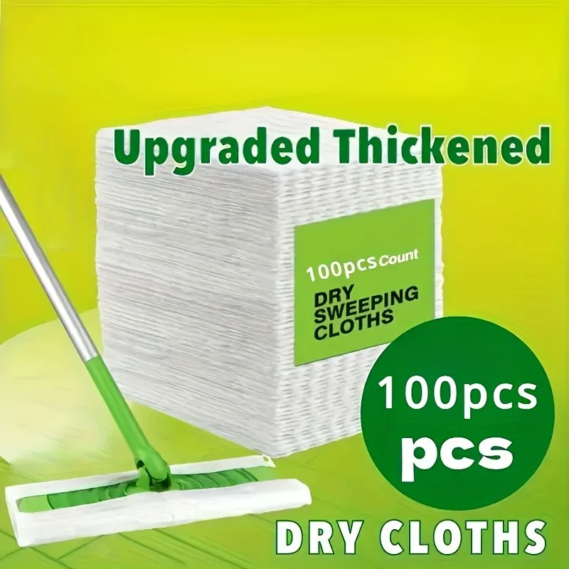 

100 Sheets Static Dusting Cloths, Disposable Dry Wipes for Home Use, No Wash Hair & Dust Cleaning Mops, Floor Cleaning Supplies