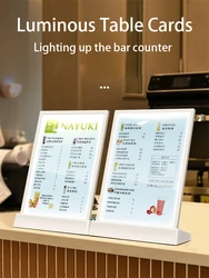 Luminescent Menu Display Plate Milk Tea Shop Acrylic Price List Dishes Wine List A4 Menu Design and Production Table Plate