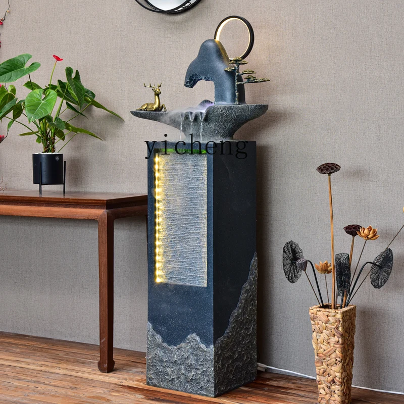 

ZC new Chinese-style alpine landscape modern circulation entrance clubhouse fountain rockery floor ornament