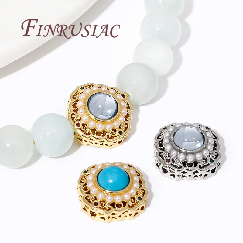 18K Gold Plated Brass with Pearl Spacer Bead For Bracelets Making,Separators For Beads,Metal Beads For Jewelry DIY Accessories