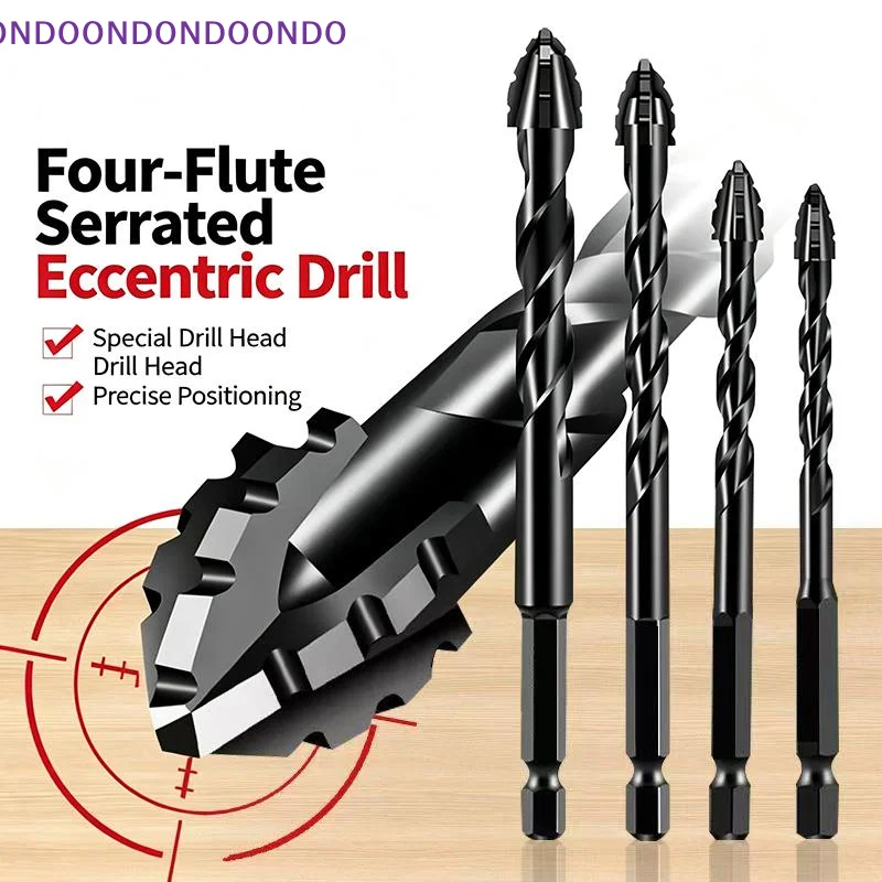 1/7Pcs Four Edged Serrated Eccentric Drill Bit Set Tile Drilling Concrete Special Electric Drill Bit DIY Accessories