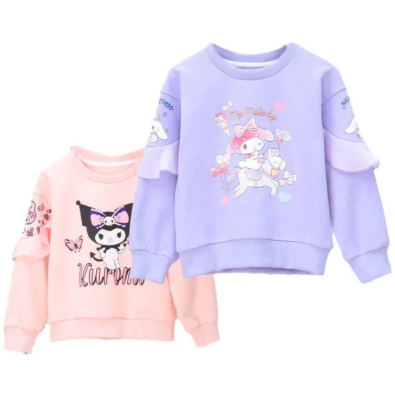 Kawaii kuromi dos desenhos animados puro algodão hoodie sanrios bonito crianças moletom anime minha melodia casual outerwear crianças casaco presente da menina