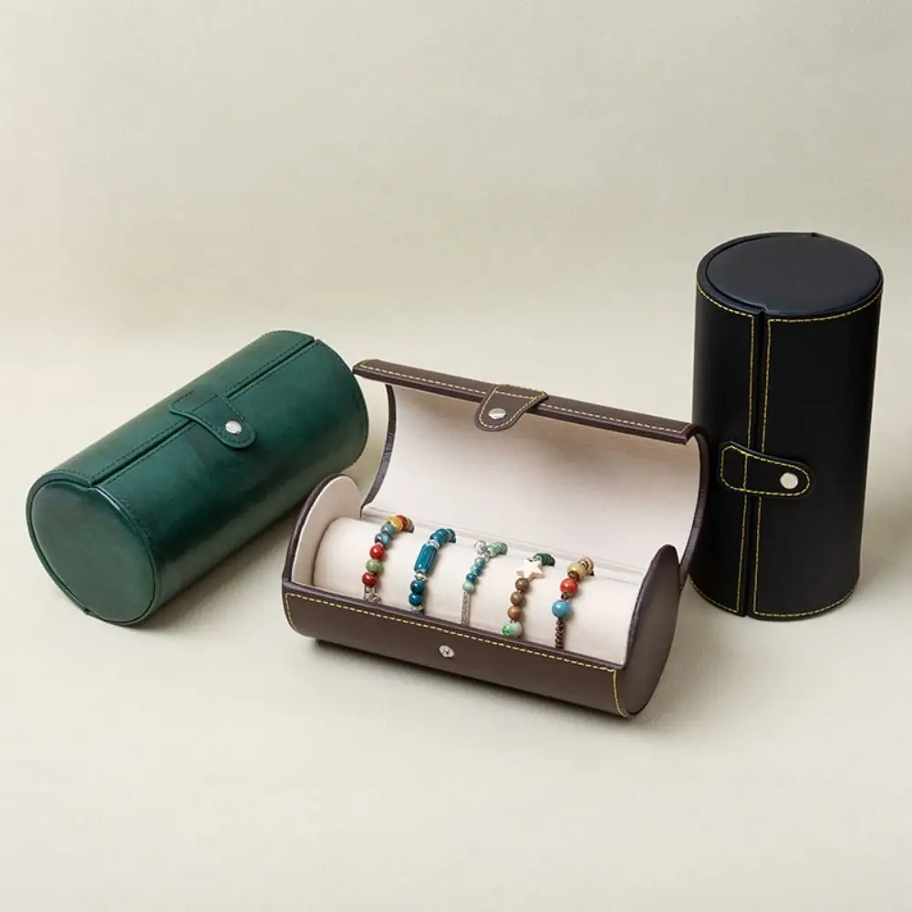 المحمولة ووتش لفة السفر حالة خمر أسطواني ووتش عرض مربع دائم بو الجلود ساعة اليد حامل ووتش واقية