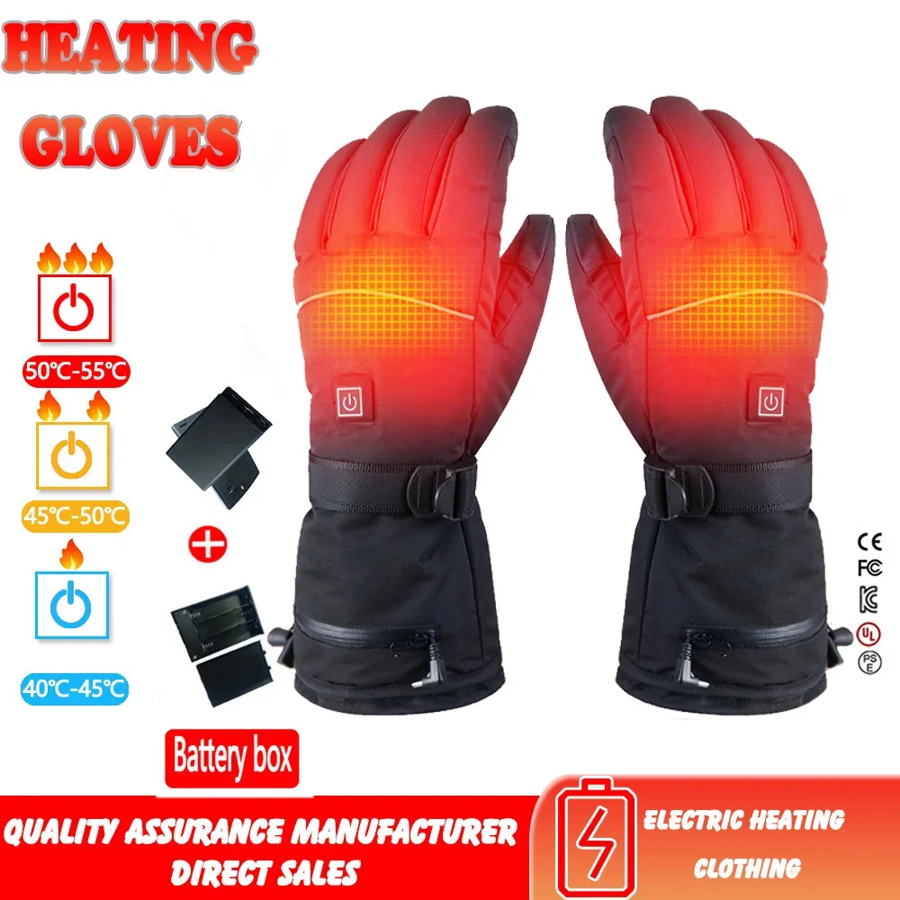 Winter Warm Riding Gloves Motorcycle Heating Gloves Waterproof Touch Screen Snow Bike Gloves Men