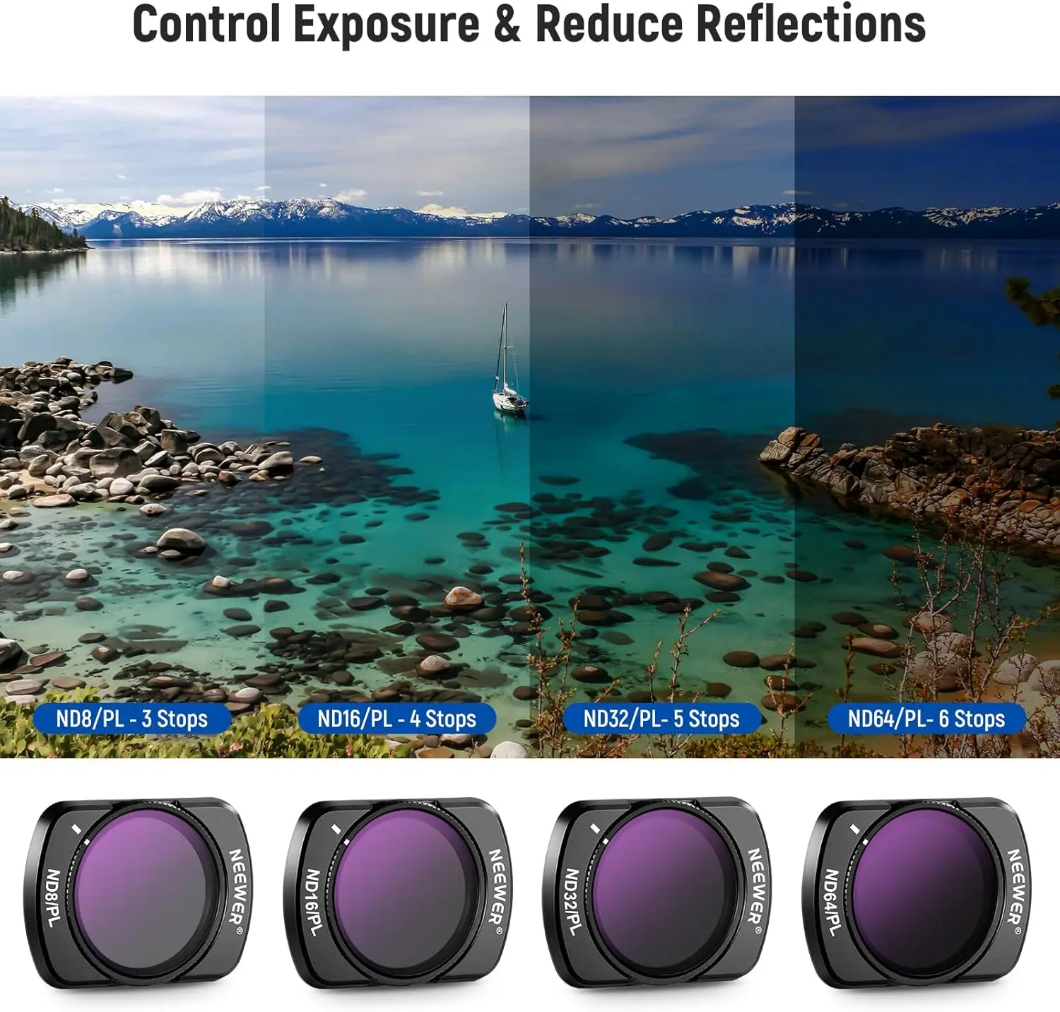 NEEWER Magnetic ND & CPL & Effect Filter Set For DJI OSMO Pocket 3, 14 Pack CPL ND8/16/32/64/128/256/1000 ND8/PL ND16/PL ND32/PL