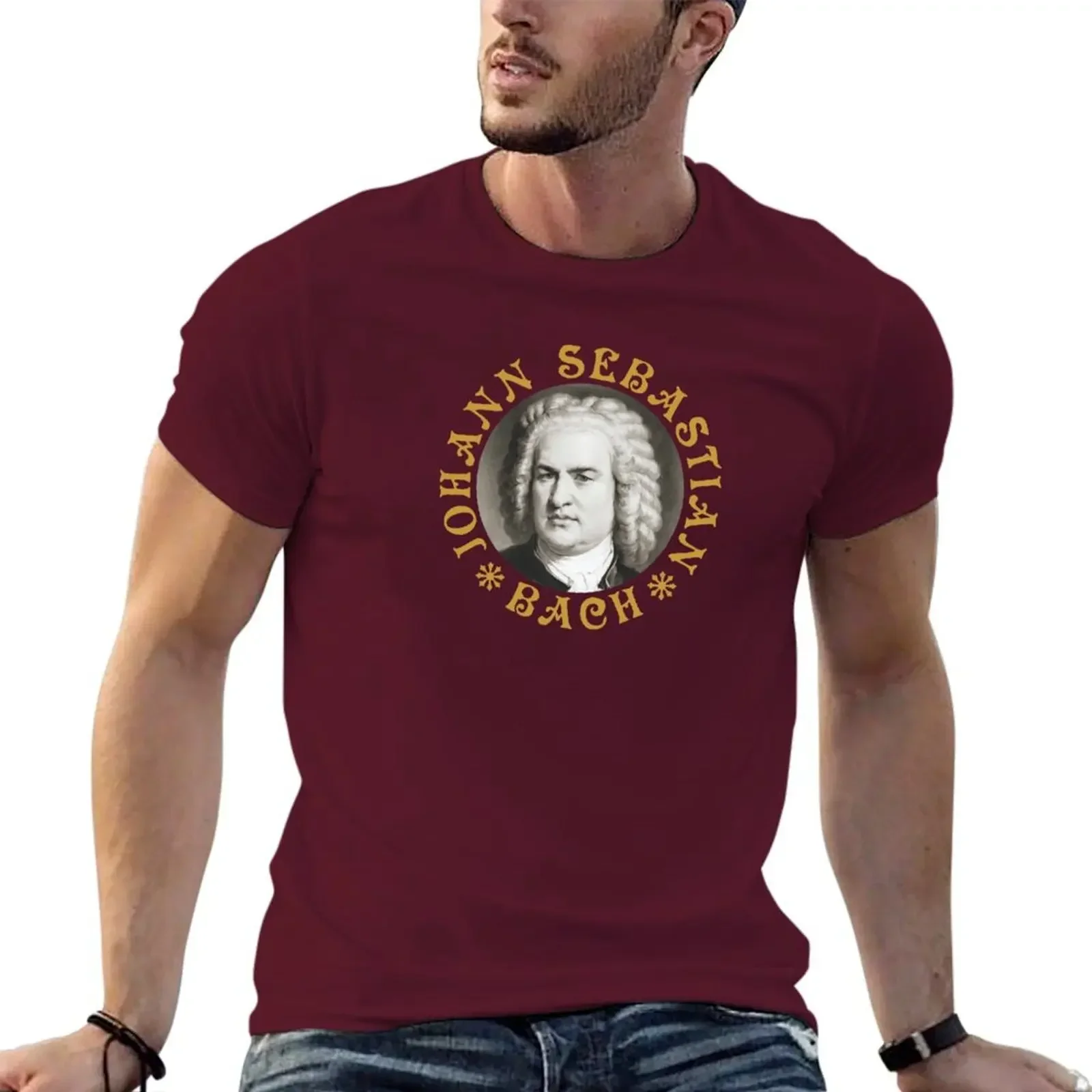 Johann Sebastian Bach AC Old Gold T-shirt Aesthetic cute clothes mens workout shirts graphic harajuku oversized streetwear 2024